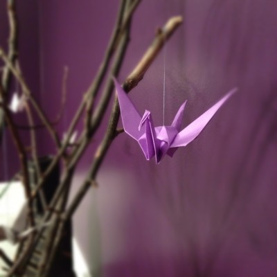 a Purple Paper Crane