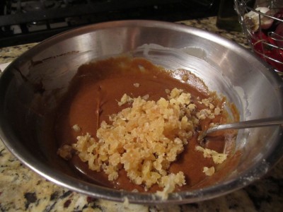 Mixing in minced ginger