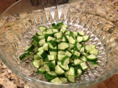 Diced cucumbers