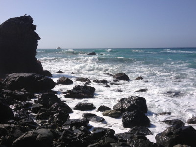 Boulders in the surf