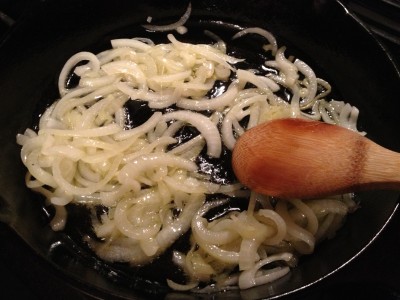 Onions caramelizing