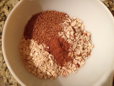 Components of the grain/nut mixture ready to go.