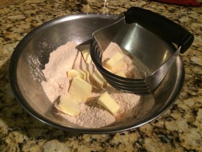 Cut in butter.